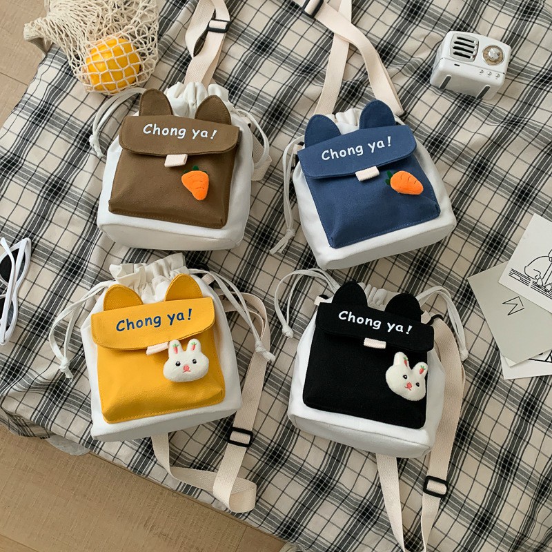 Canvas crossbody bag model 2023 Korean style fashion for women Rabbit Radish