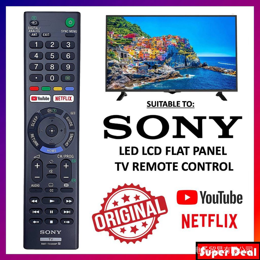 Sony LED LCD Smart TV remote control Netflix YouTube (RMT-TX300P ...