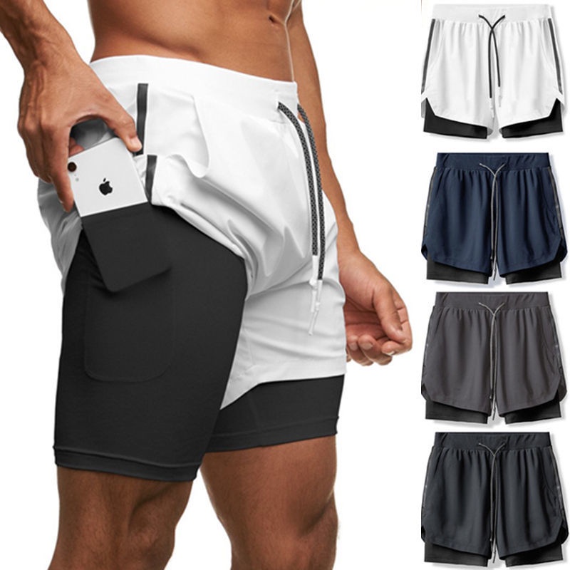 Men Shorts Sports Jersey Short Pants Elastic Quick Dry Gym Drawstring Bermudas
