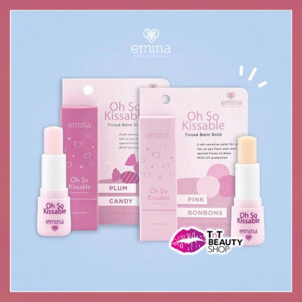 Emina Oh So Kissable Tinted Lip Balm Stick Pink Bonbons/Plum Candy 3