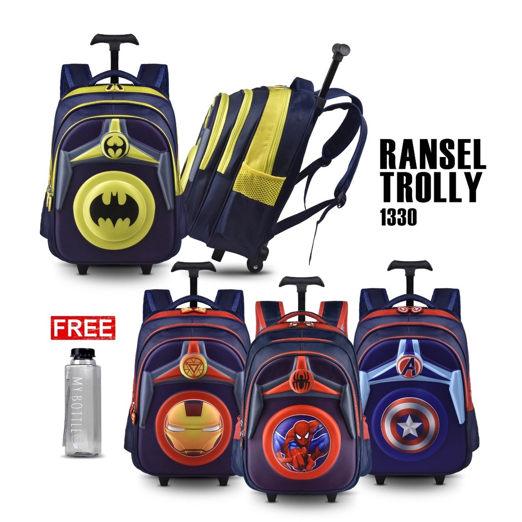 (RF) Trolly Bag 1330 Boys School Bag Wheeled Bag (Batman, Captain ...