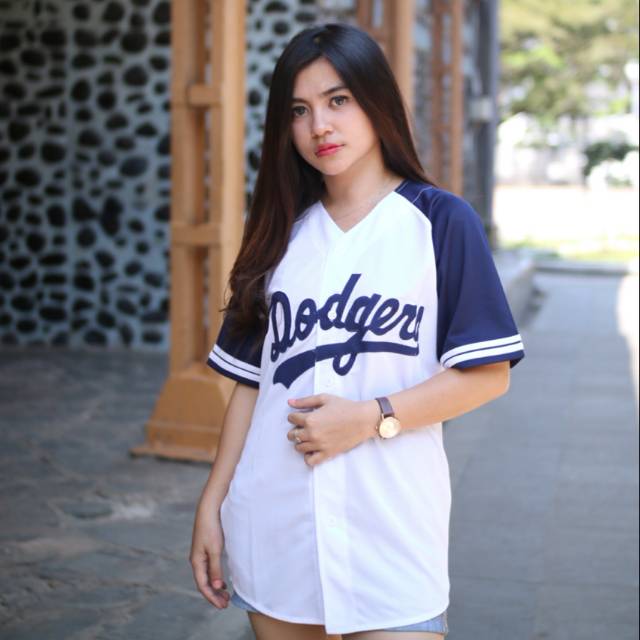Baseball JERSEY/BASEBALL JERSEY/DODGERS WHITE NAVY BASEBALL Shirt