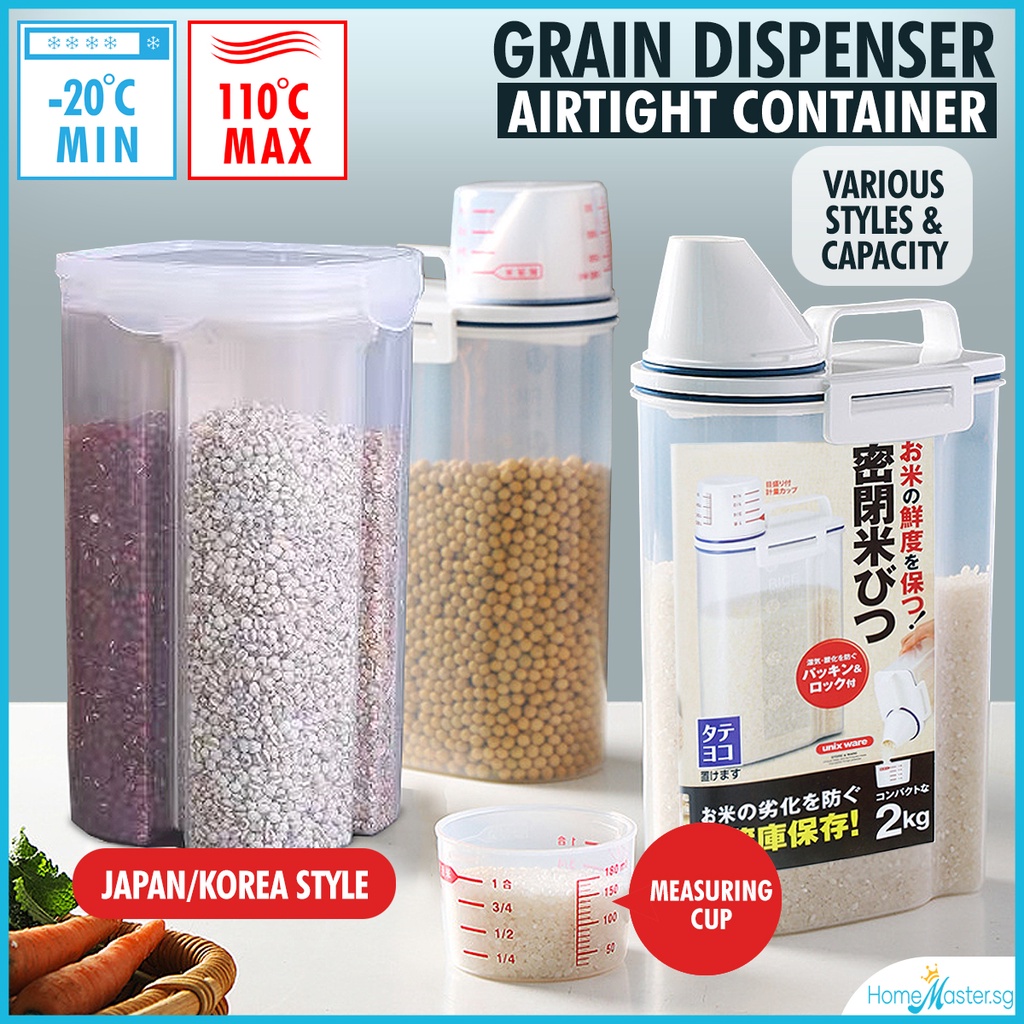 Sealed Flour Storage Tank 1.2l/5kg Food Storage Container Airtight Rice Container  Bin With Measuring Cup Cereal Container Dispenser For Rice Flour Sto