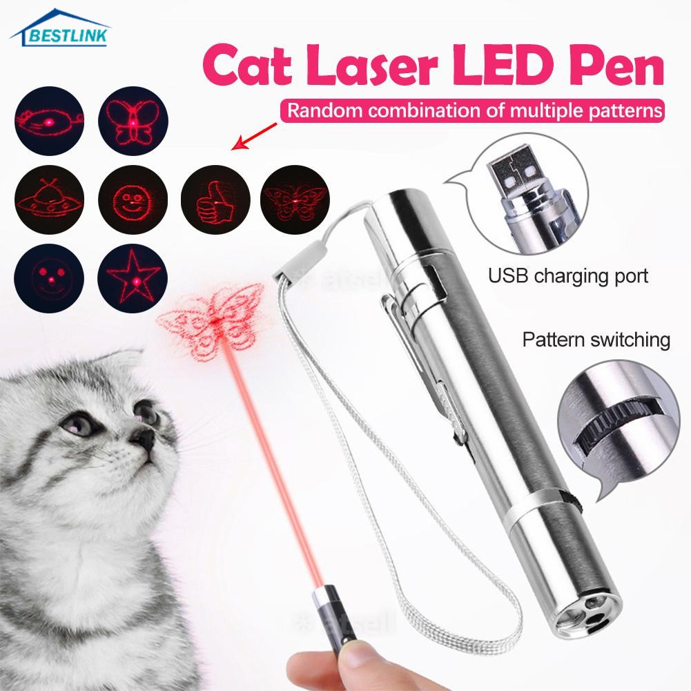 BL 3 in 1 Interactive USB Rechargeable Red Dot Laser Light Cat Toy ...