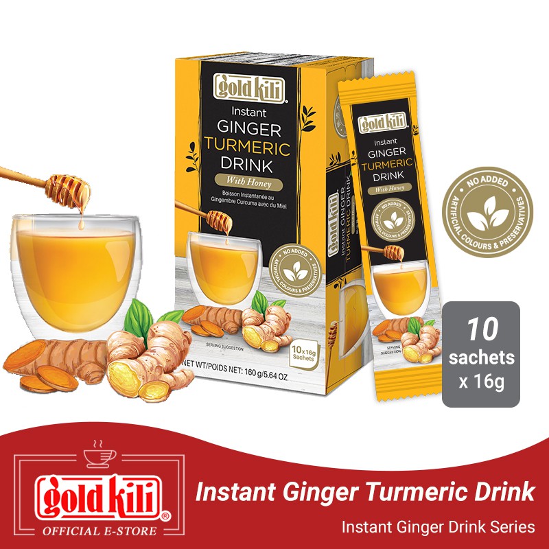 GOLD KILI Instant Ginger Turmeric Drink (10 Sachets x 16g) Shopee