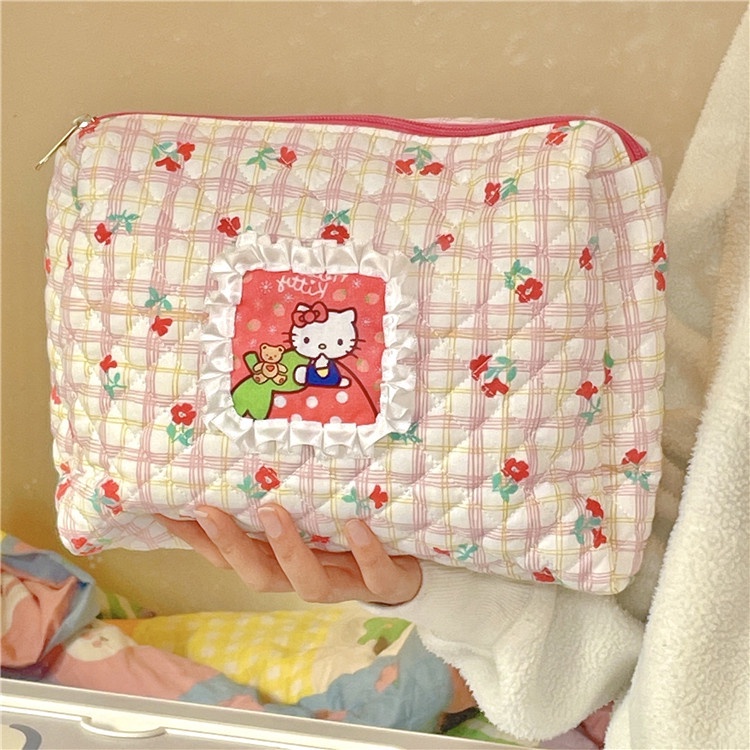 Cute Hello Kitty Make Up Cosmetic Zip Bag Portable Travel Pouch Large-Capacity  Storage Bag Wash Bag