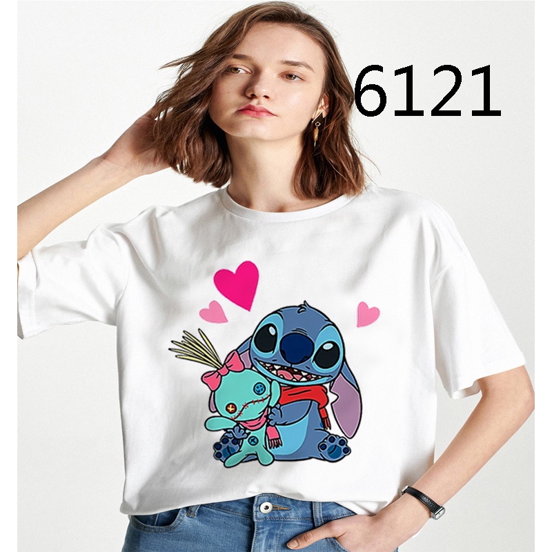 Kawaii Disney Lilo Stitch T Shirt Women Summer Tops Cartoon Stitch