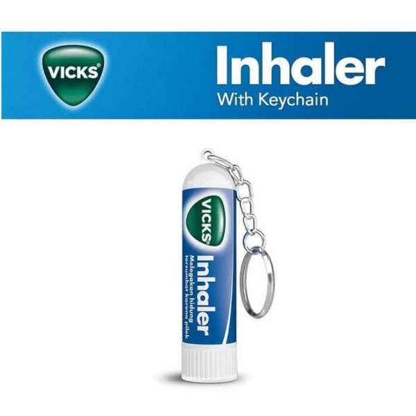 VICKS INHALER 0.5ML KEYCHAIN / MELEGAKAN PERNAPASAN / GEJALA FLU / HIDUNG TERSUMBAT / MENTHOL - Gambar 2
