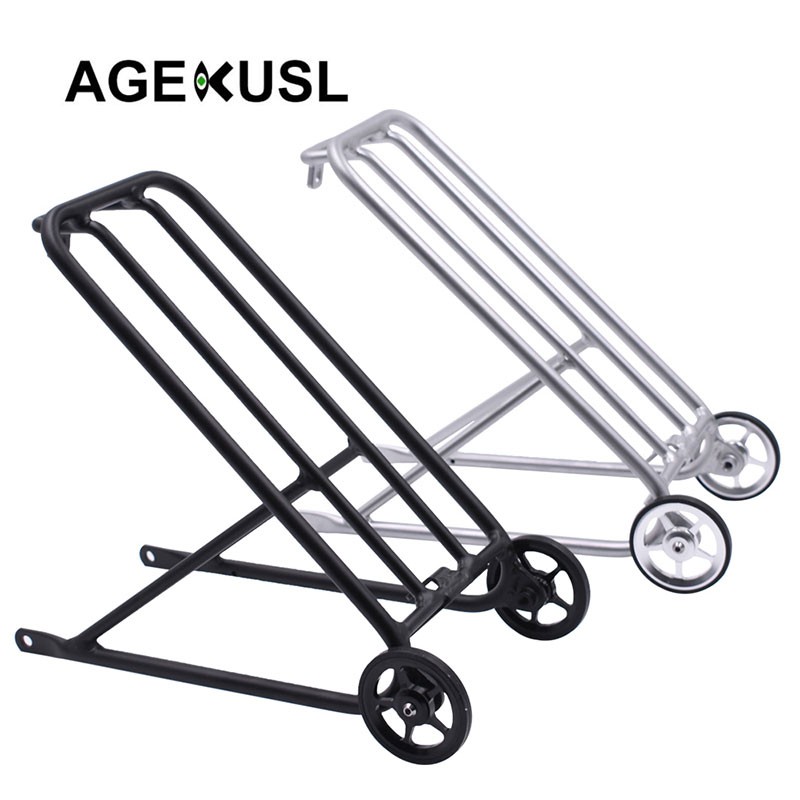 Aceoffix Bike Rear Rack Cargo Racks With Easy Wheels For Brompton 3