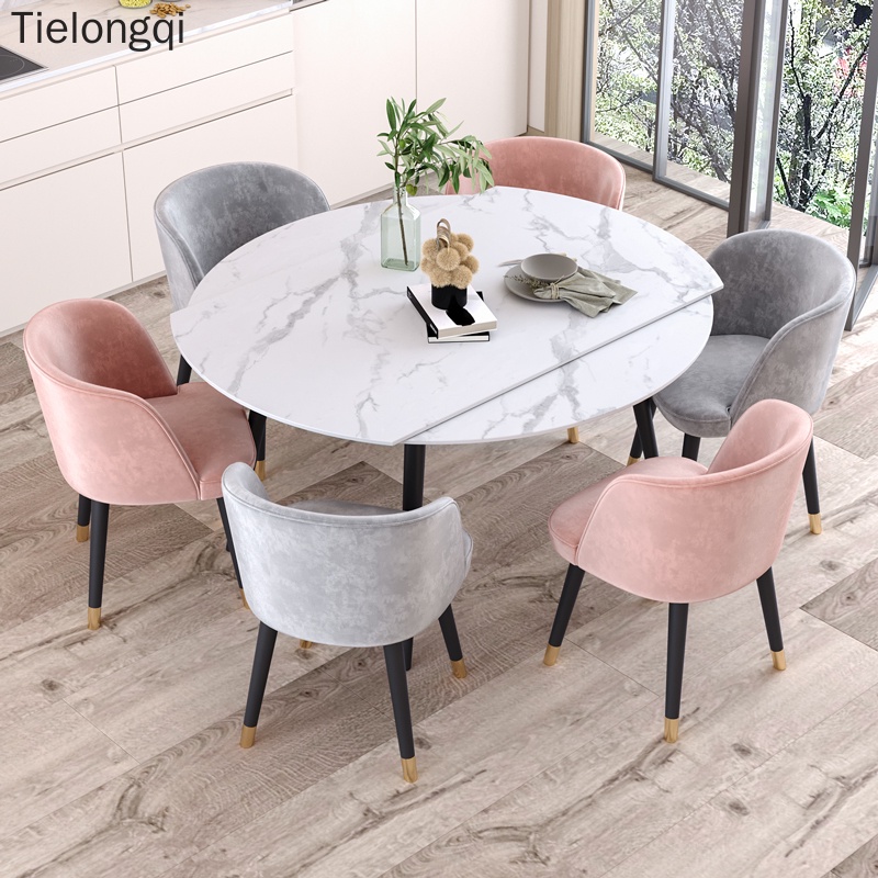 TLQ Sintered Stone Dining Table Telescopic Variable Round Dining Table ...