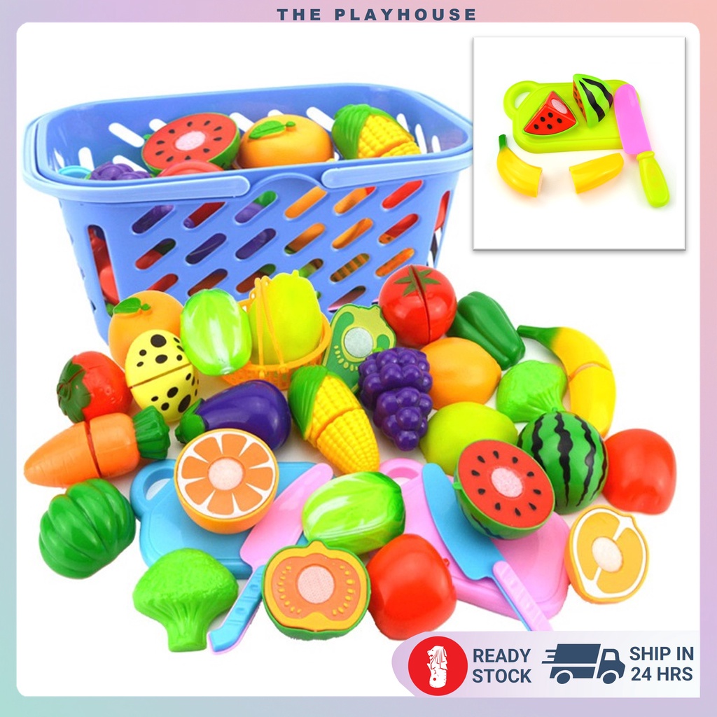 23/46pcs Cutable Fruits & Vegetable Learning Kitchen Toys/ Kitchenware Velcro Toys Pretend Play