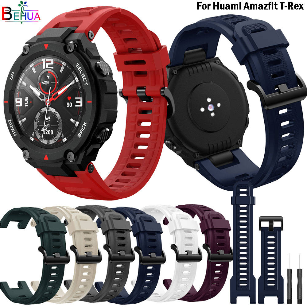 Silicone WatchStrap band For Xiaomi Huami Amazfit T Rex T Rex Pro Ares SmartWatch Replacement WristBand Bracelet Accessories Shopee Singapore