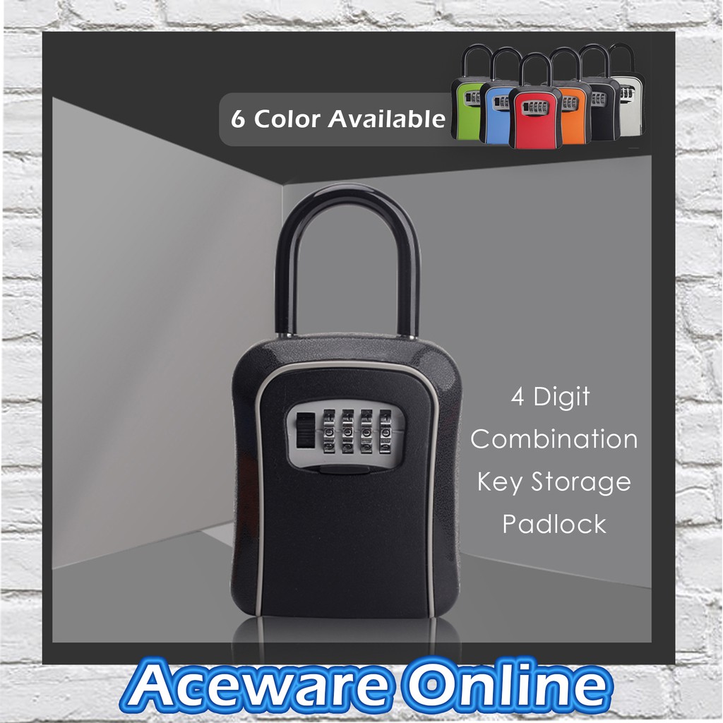 Removable Shackle 4 Digit Combination Passcode Storage Key Box Homestay ...