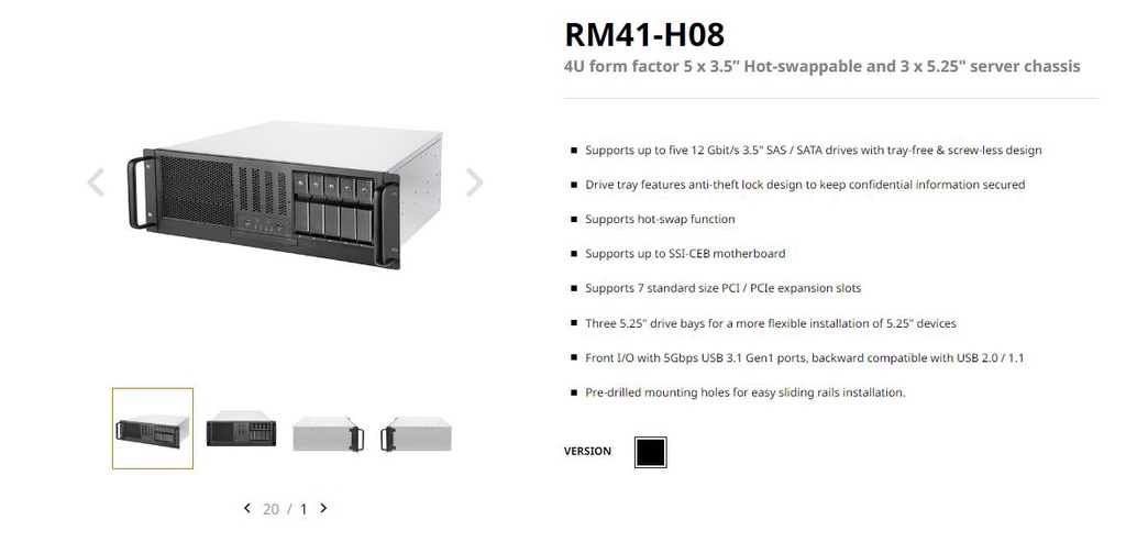 SILVERSTONE RM41-H08 4U form factor 5 x 3.5” Hot-swappable (1 YEAR ...