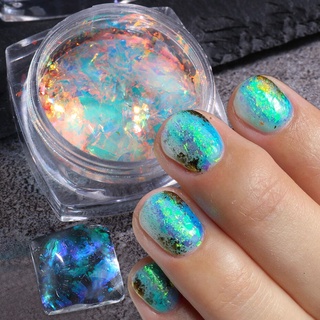 Opal Nails Powder Holographic Glitter Iridescent Sequins Irregular Crystal  HOT