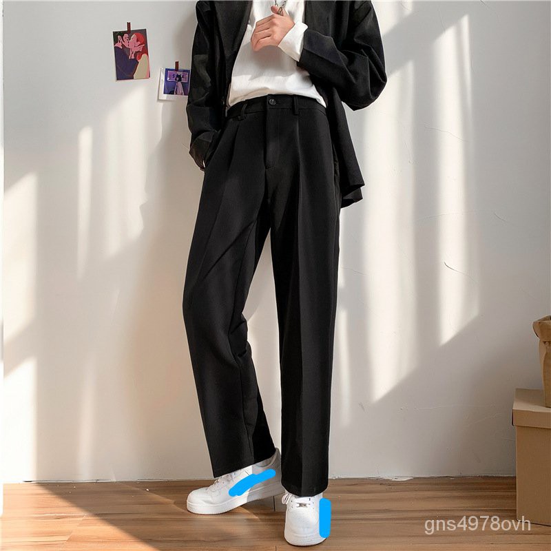 Suit Pants Men's Fashion Dress Pants Korean Style Loose Straight Casual  Pants