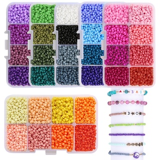 PH PandaHall 24 Color 8mm Round Glass Beads, 720pcs Black White