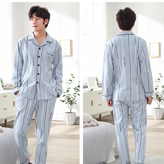 Pajamas Mans Cotton Plus Size Pajamas Long Sleeved Pullover Sporty Hom