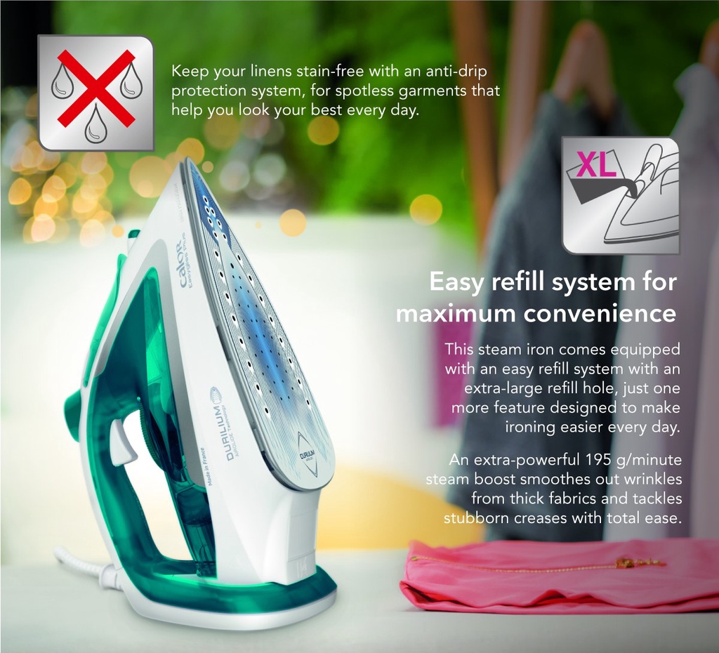 Tefal Easygliss Steam Iron 270ml 2500W FV5718 – 195g Steam Boost, Quick ...