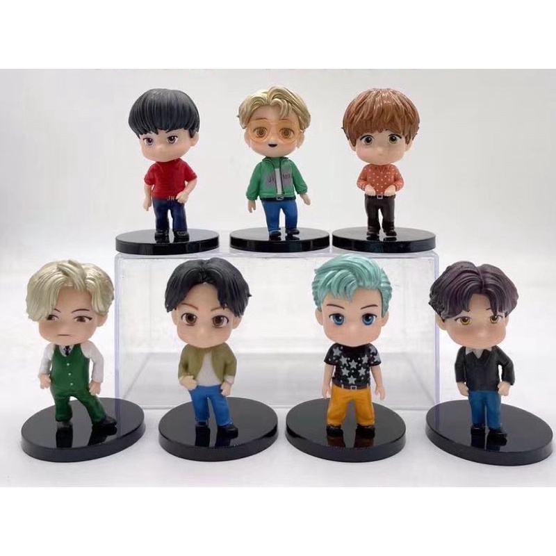 BTS 7in1 set cute kpop bangton boys figure mini model | Shopee Singapore