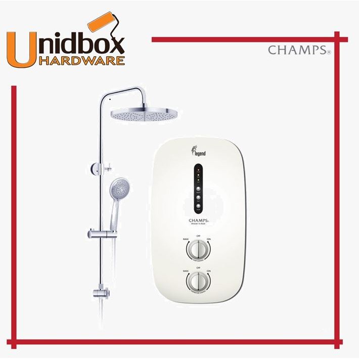 Champs Legend Instant Water Heater With DC Water Booster Pump & Rain