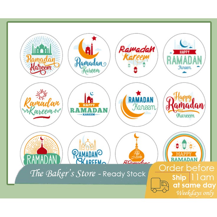 Hari Raya sticker label Eid Mubarak Ramandan party cookie cake ...