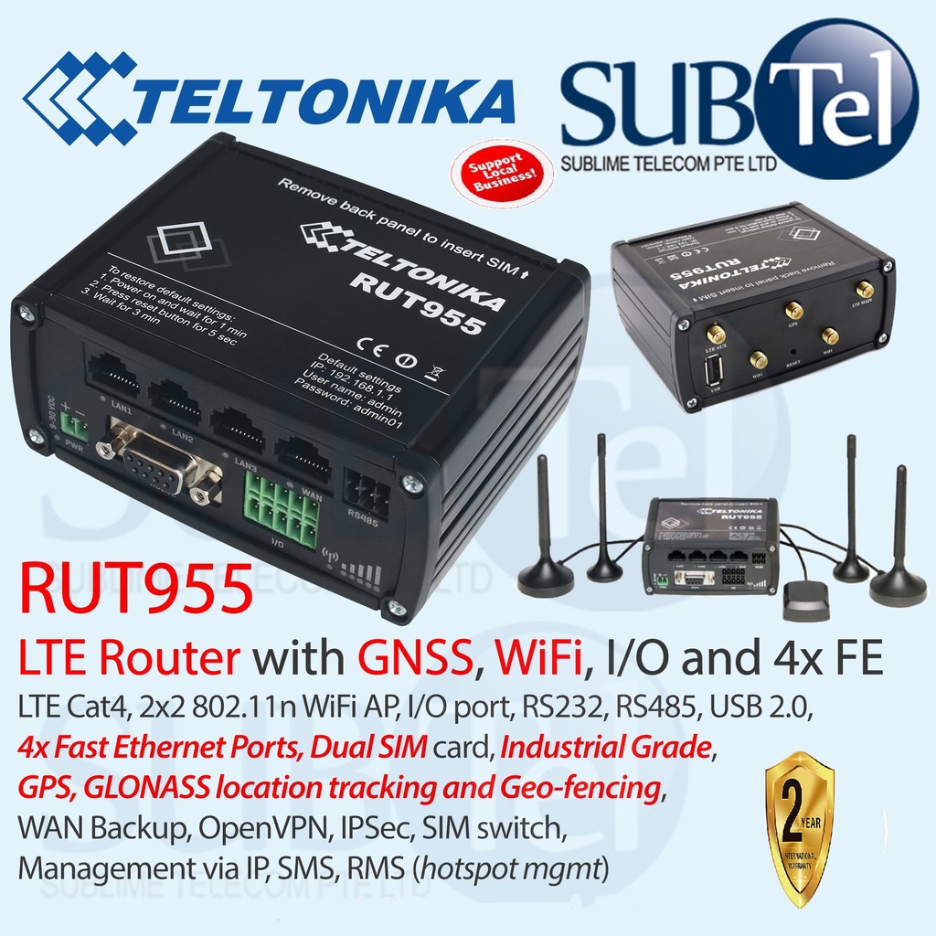 Teltonika RUT955 LTE 4G 3G 2G Automotive Router Modem with WiFi AP ...