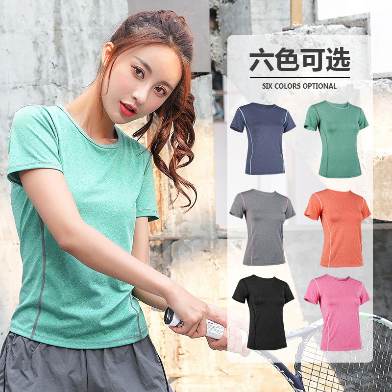 [Stock in SG] Fast Dry T-shirt Women Sports Running Yoga Top Slim Fit  S-XXXL