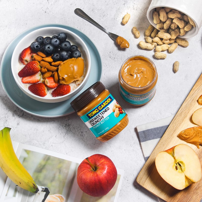 Tong Garden Unsweetened Crunchy Peanut Butter 340g (Bundle of 2