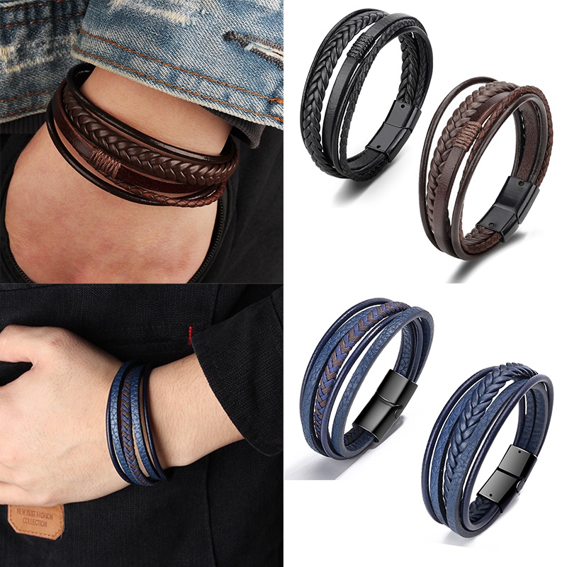 Trendy Leather Bracelets Unisex Multilayer Braided Rope Bracelets Bracelets Fashion Jewelry