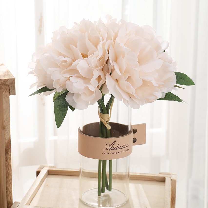 5 Heads Artificial Hydrangea Silk Peony Bouquet Wedding Garden Home Decoration Bouquet Fake Flowers