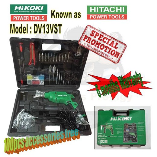 HIKOKI HITACHI DV13VST IMPACT DRILL/ ELECTRIC DRILL/ WITH ACCESSORIES