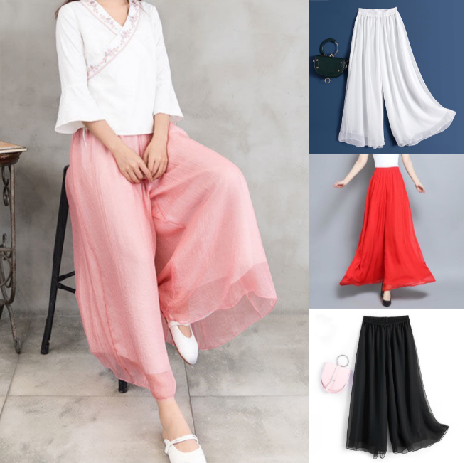 Plus Size Women Chinese Style Patchwork Pocket Loose Pants main image 0