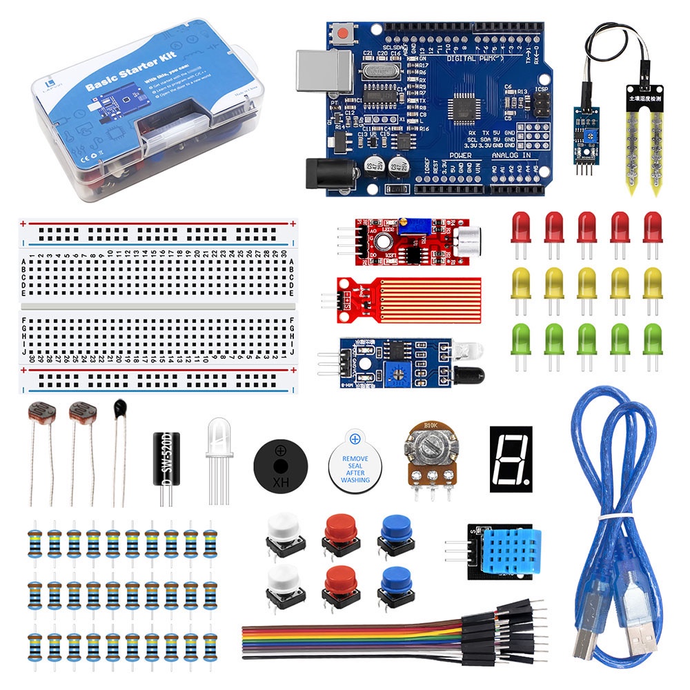 Lafvin arduino basic starter kit for uno r3 include breadboard jumper