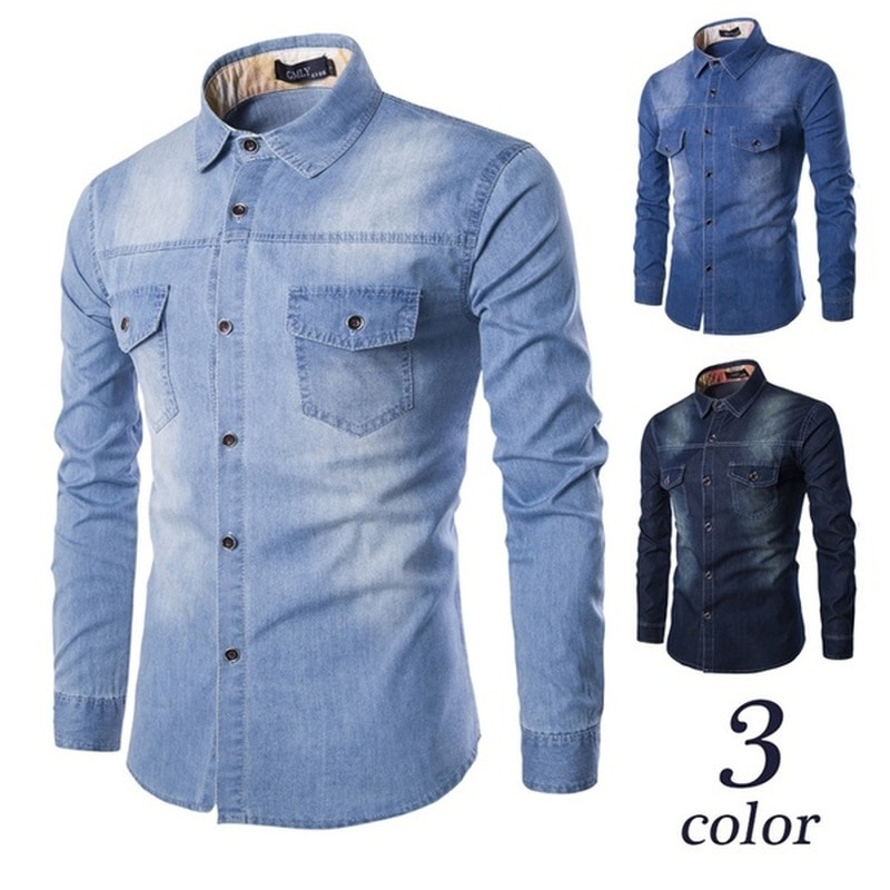 Mens casual deals denim shirts