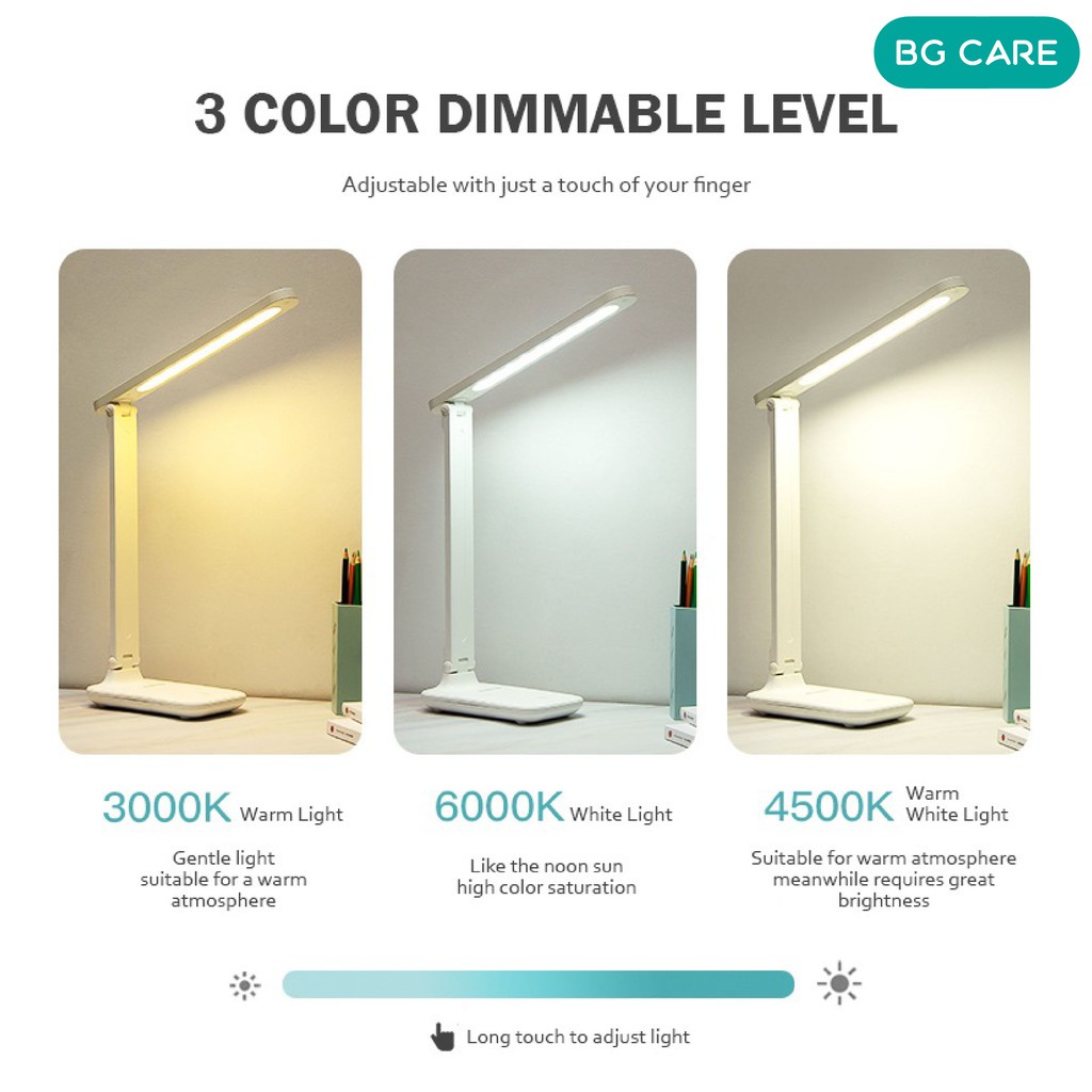 Study Lamp Foldable Desktop Desk Lamp Touch Switch LED Table Lamp ...