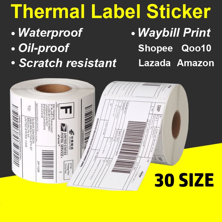 【Thermal Sticker】Barcode Label Roll Sticker Address Label Waybill Print ...