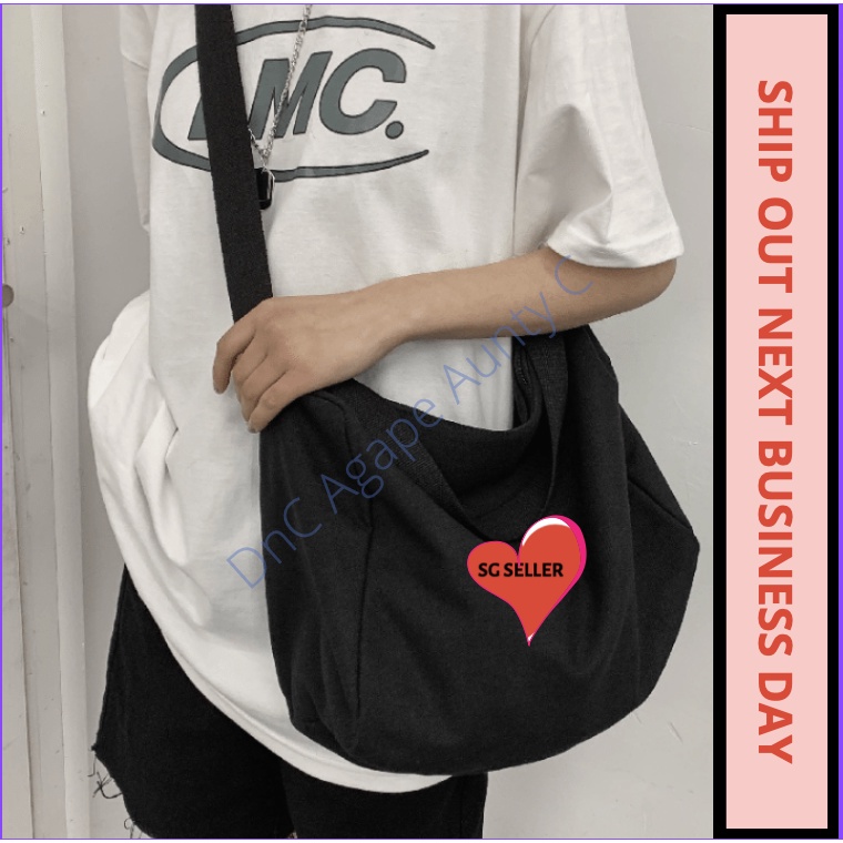 2025 New Year Sales Korean Fashion Ulzzang Canvas Bag Big Capacity Men Ladies Sling Bag Shoulder Bag Crossbody Bag Shopee Singapore