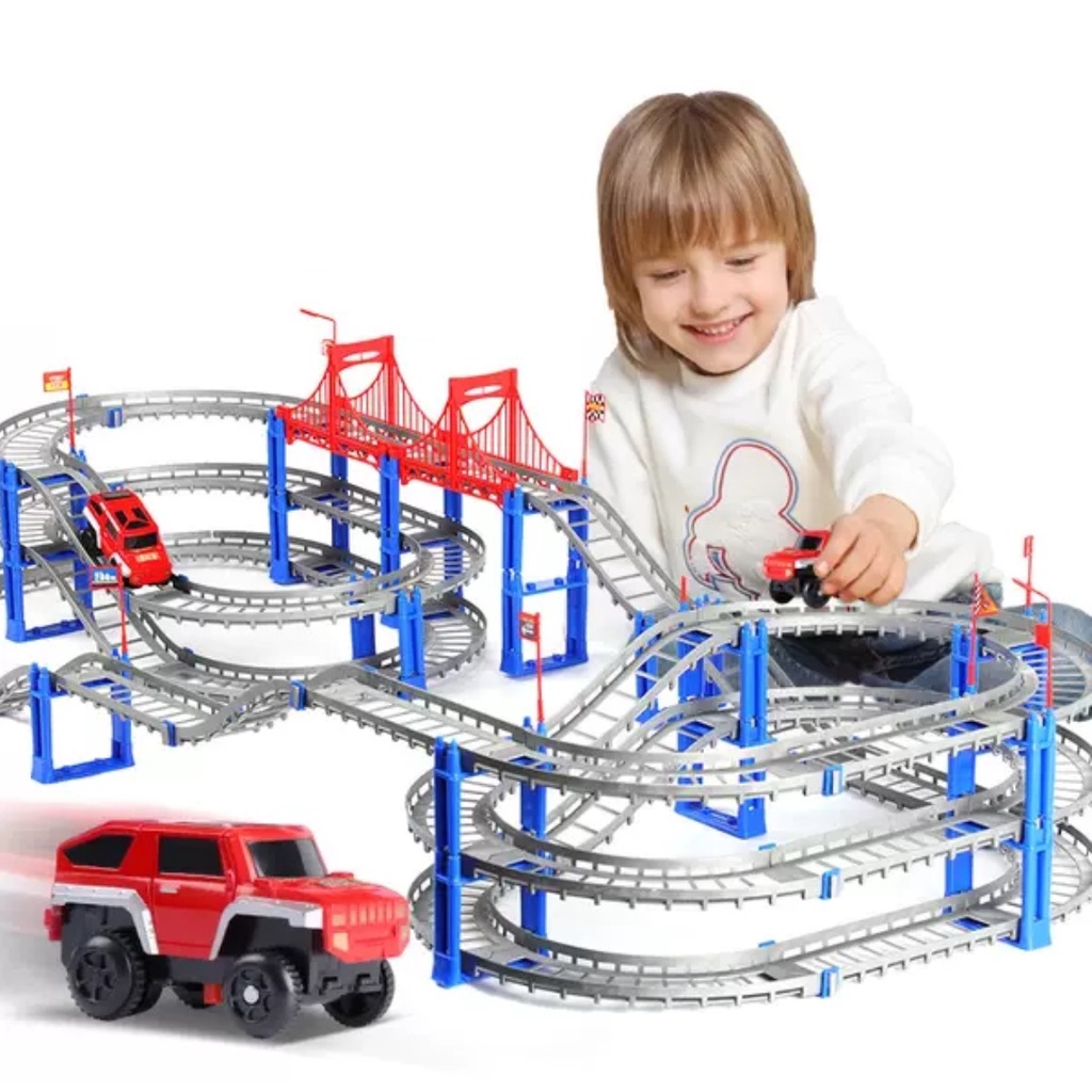 SG Seller Toy Car Race Track Set with 3 x battery operated cars