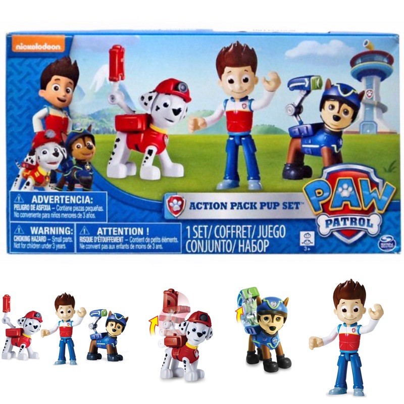 Paw patrol action pack pups 3pk figure set shop chase