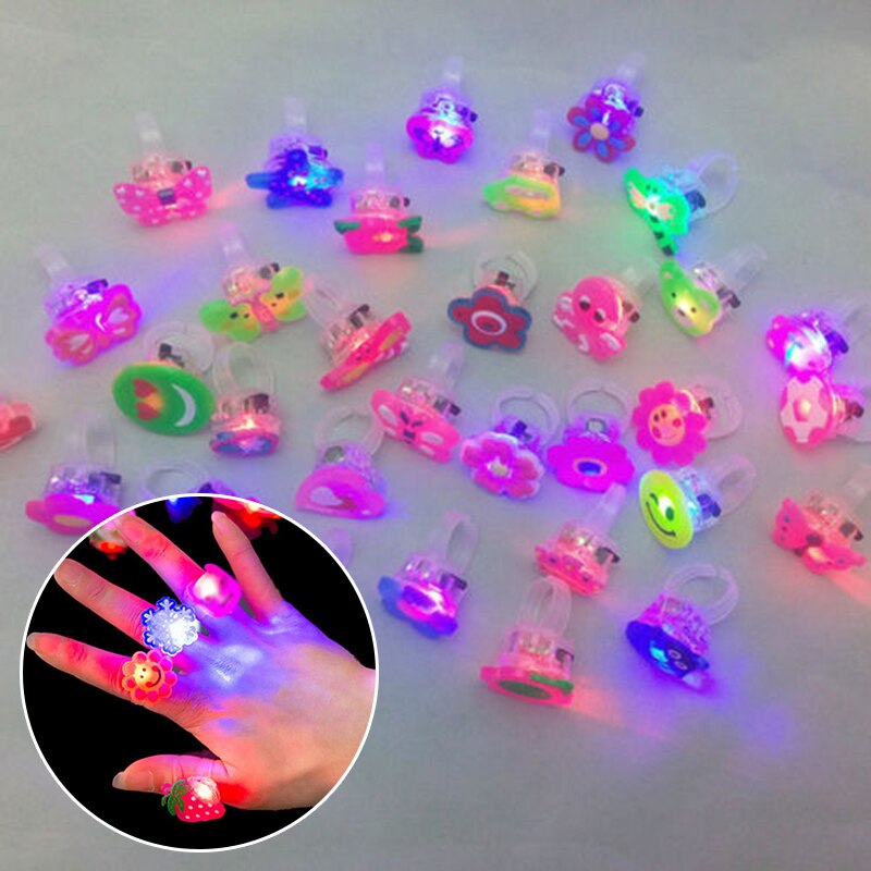5x LED Luminous Finger Rings Light Colorful Light-up Ring Party Gadgets Kids Smart Toy Party Fun Toy