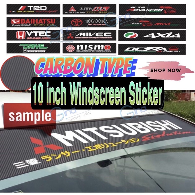 Car Windscreen Windshield Sticker (Carbon) - 52inch x 10inch Trd VTEC ...