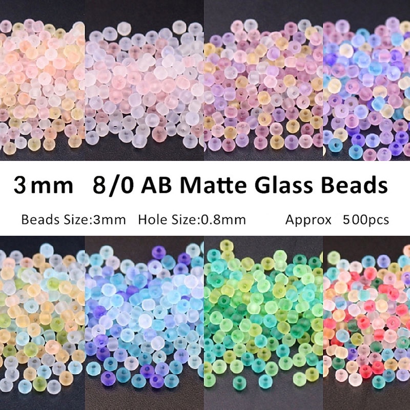【Ready stock】500 3mm matte Czech glass seed beads spacer beads bracelet beads jewelry beads loose beads for mask lanyard bracket bracelet making DIY necklace jewelry bead accessories