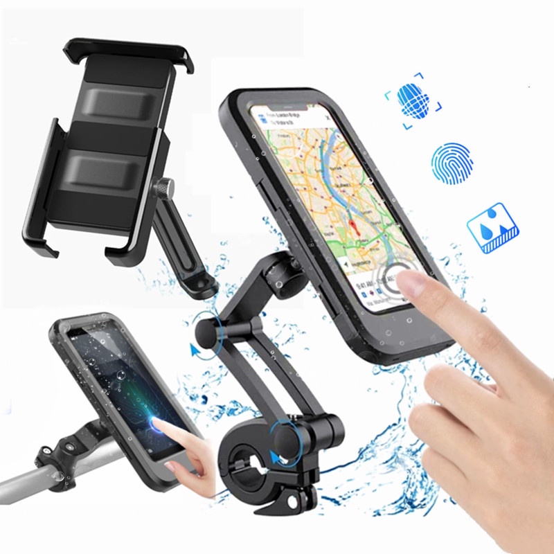 Phone Holder Motorcycle Waterproof Bicycle Pipe Handphone Stand