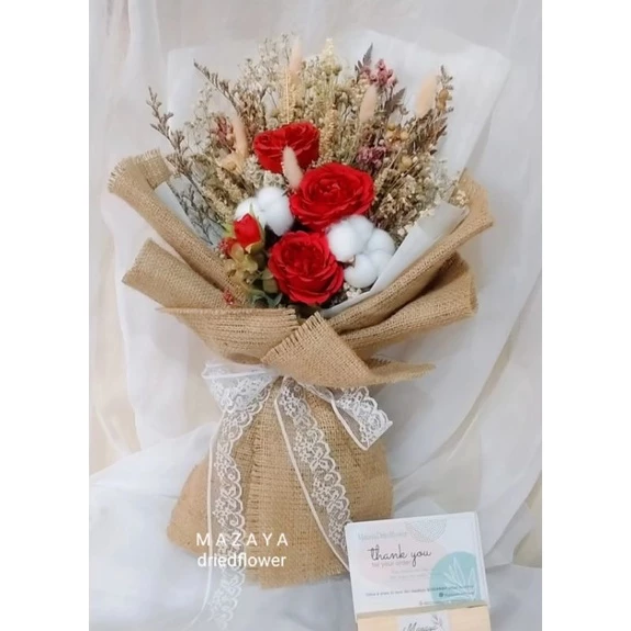 Bouquet Dried Flower Bunga Wisuda Mix Flower - Gambar 2