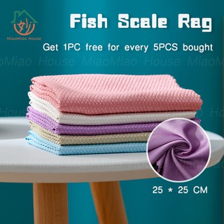 5pcs Kitchen Cleaning Cloth Double-sided Fiber Thick Absorbent Dishcloth  Lazy Rag House Cleaning Cloth