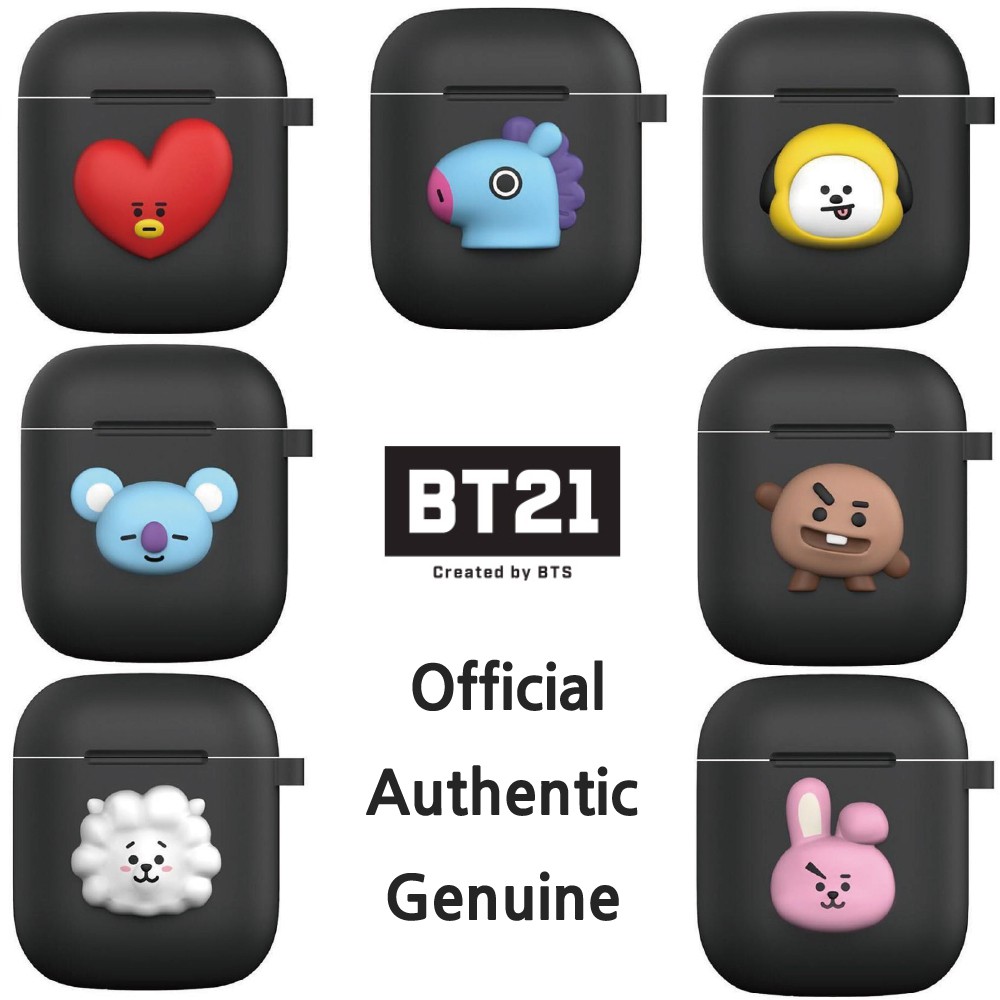 (For Airpods)BTS BT21 Official Black Edition Case Compatible for Apple