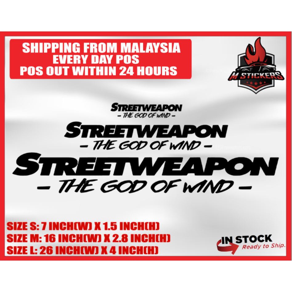 [M STICKERS] STREETWEAPON THE GOD OF WIND CAR STICKER WINDSCREEN ...