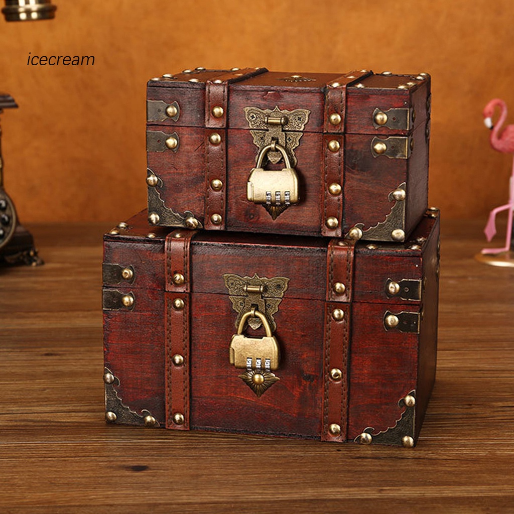 Treasure Chest Covered Design Space-saving Dustproof Wooden