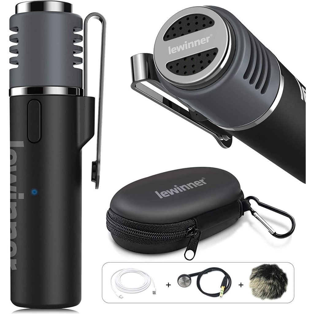 (Box tear) Lewinner Wireless Lavalier Microphone, Bluetooth Lapel Clip